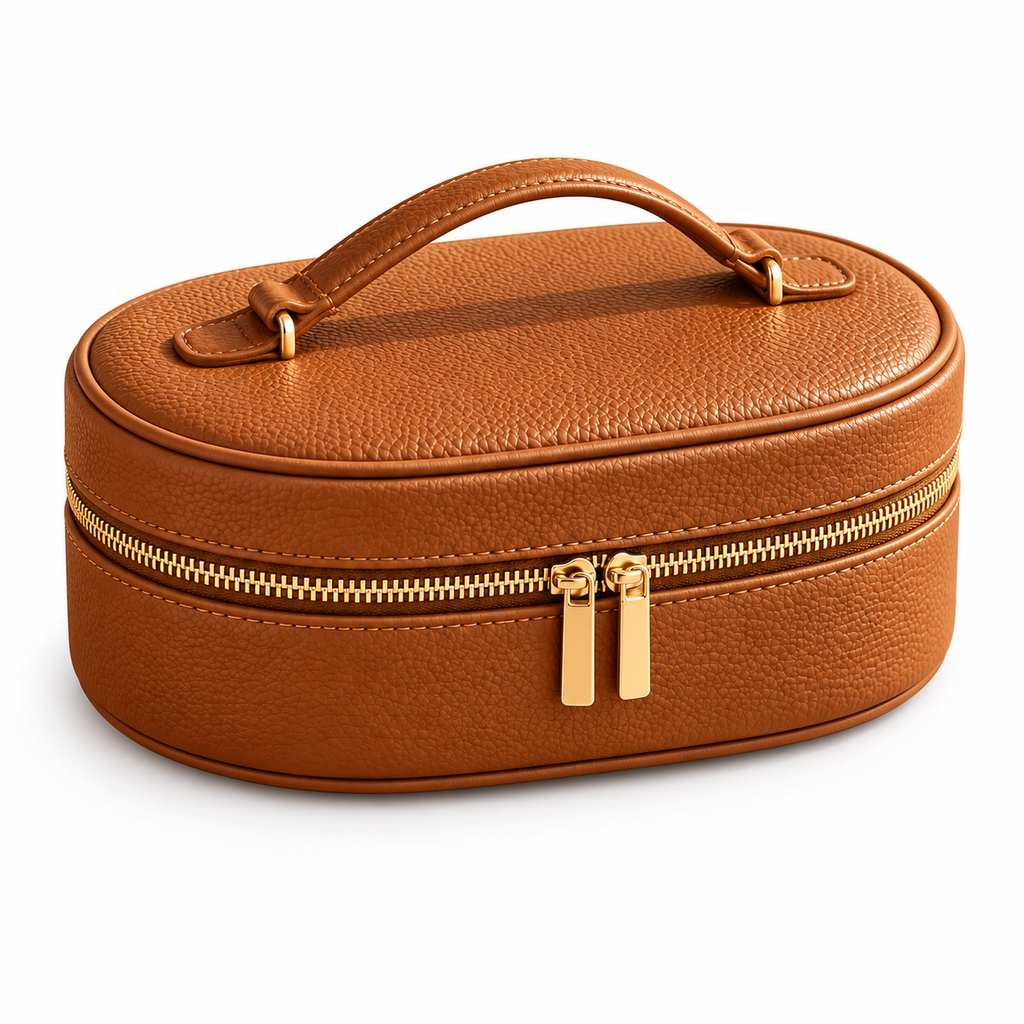 sdpfkr™ Caramel Oval Jewelry Travel Case