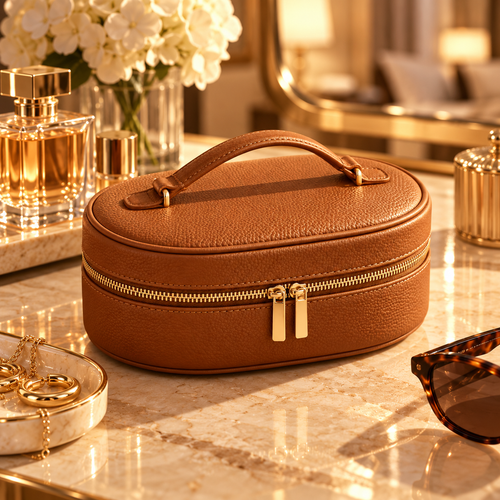 sdpfkr™ Caramel Oval Jewelry Travel Case