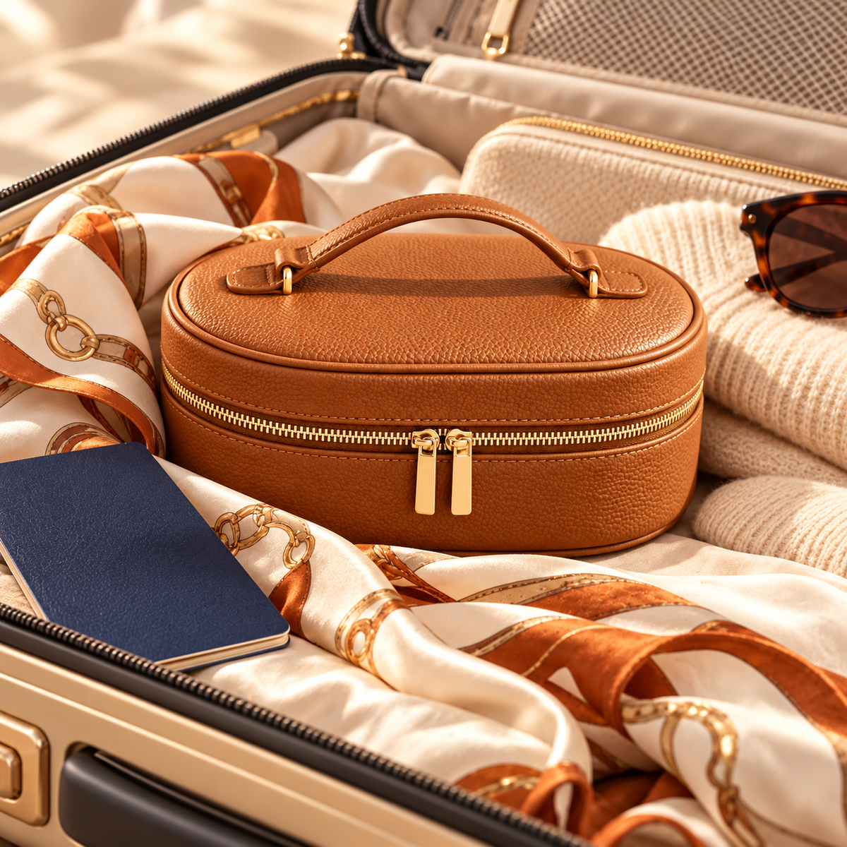 sdpfkr™ Caramel Oval Jewelry Travel Case