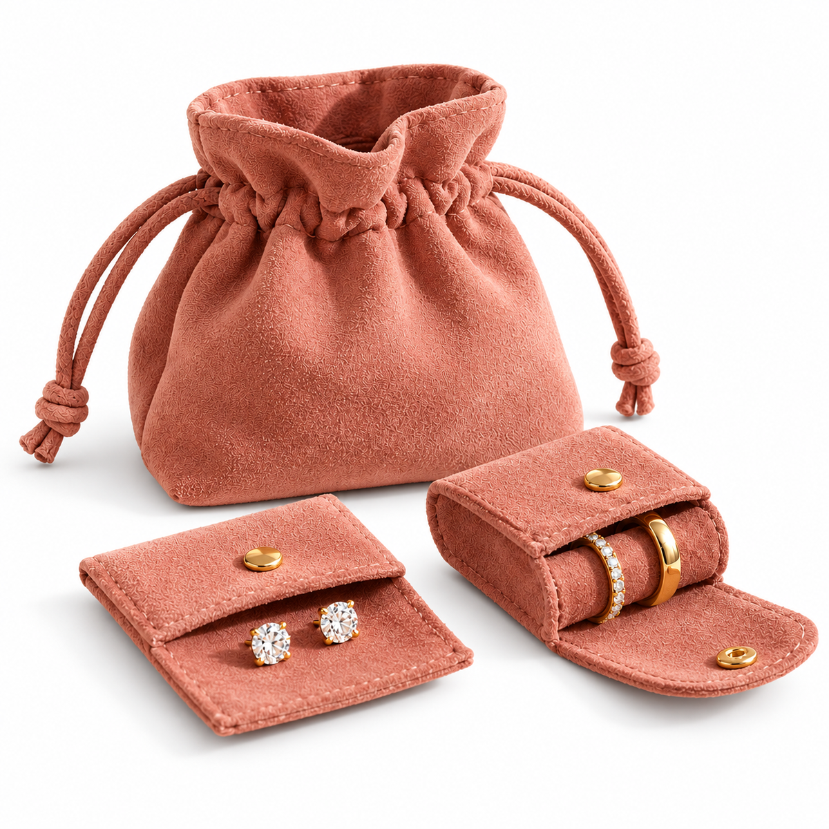 sdpfkr™ Dusty Rose Drawstring Jewelry Pouch