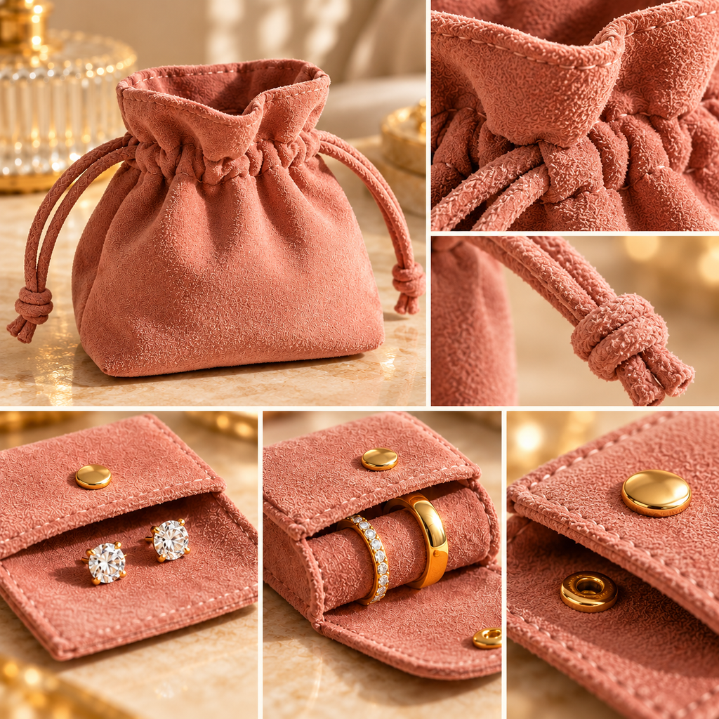 sdpfkr™ Dusty Rose Drawstring Jewelry Pouch