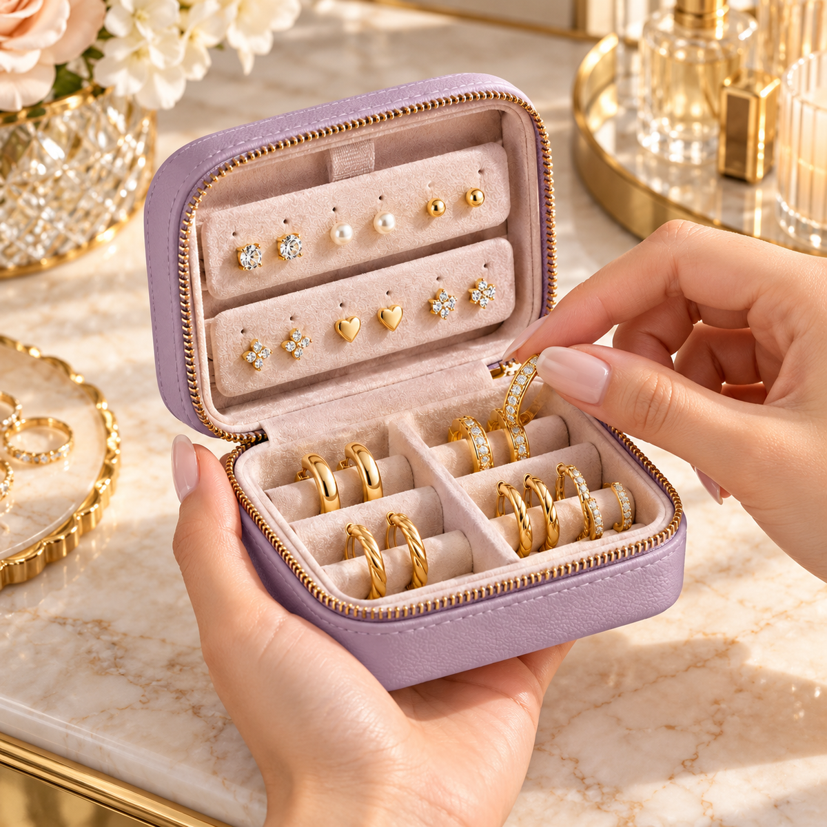 sdpfkr™ Mini Ring & Earring Travel Case
