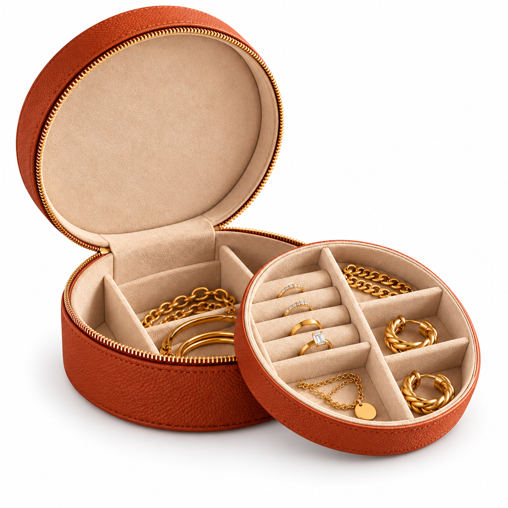 sdpfkr™ Round Jewelry Travel Case
