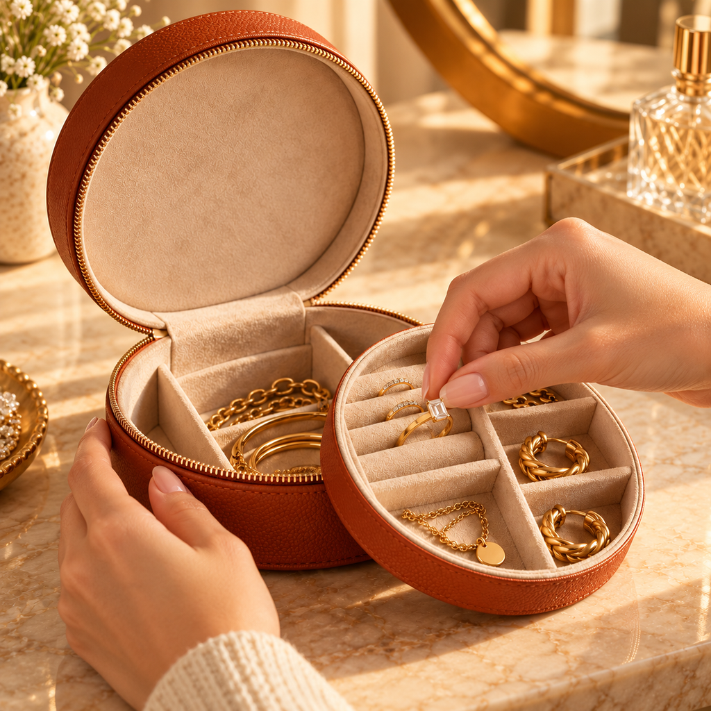 sdpfkr™ Round Jewelry Travel Case